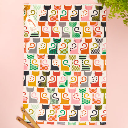 Kate Rhees cat tea towel