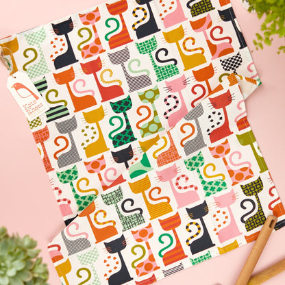Kate Rhees cat tea towel