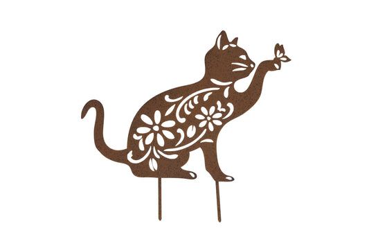 Cat and butterfly garden ornament