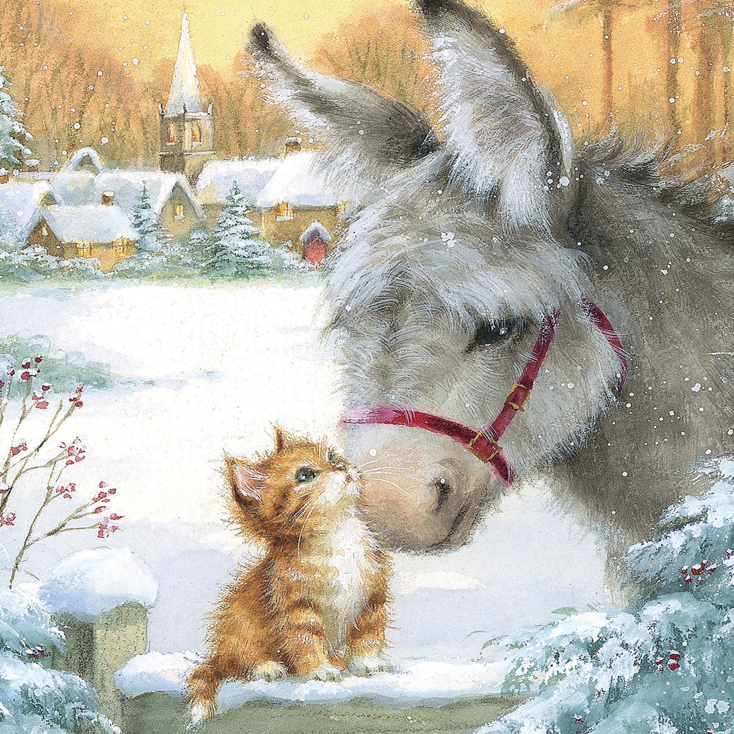 Cat Christmas Greeting Cards - Christmas Tree Bauble Cat Design Blank Cards 150x150mm