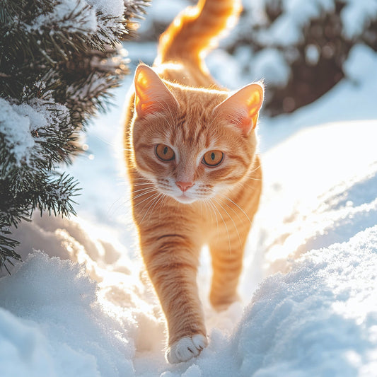 Ginger cat in the snow 10 cards