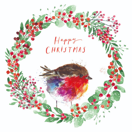 Fluffy robin wreath 10 cards