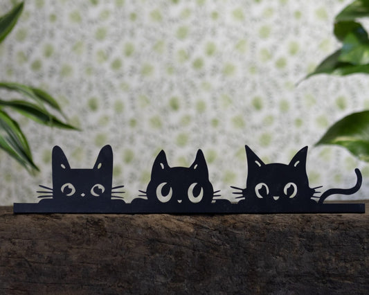 Black cat trio fence decoration