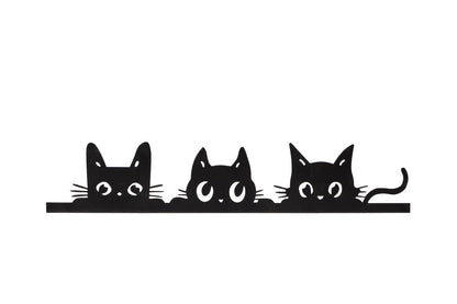 Black cat trio fence decoration