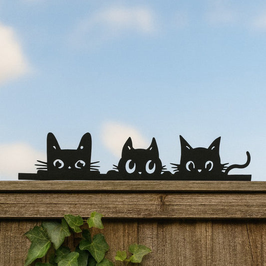 Black cat trio fence decoration
