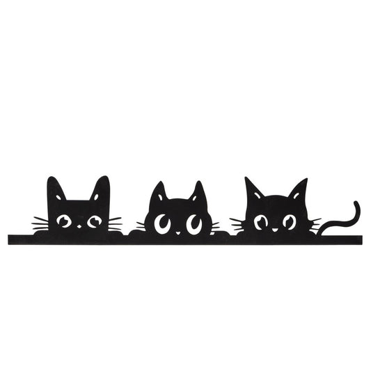 Black cat trio fence decoration