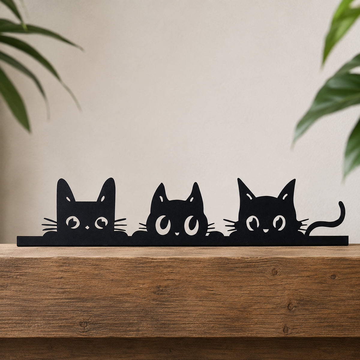 Black cat trio fence decoration