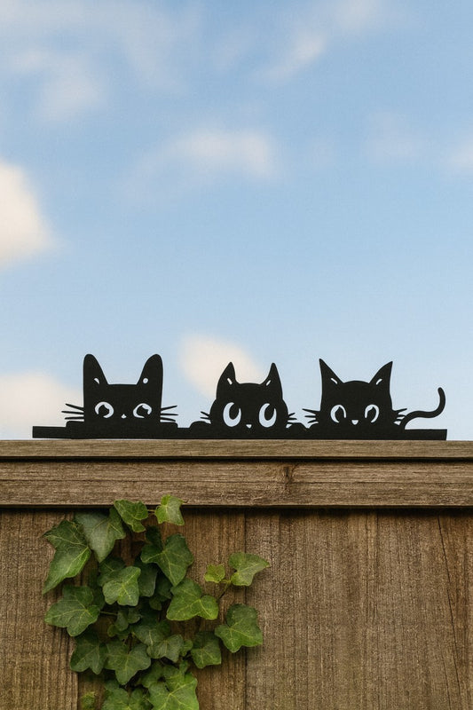 Black cat trio fence decoration