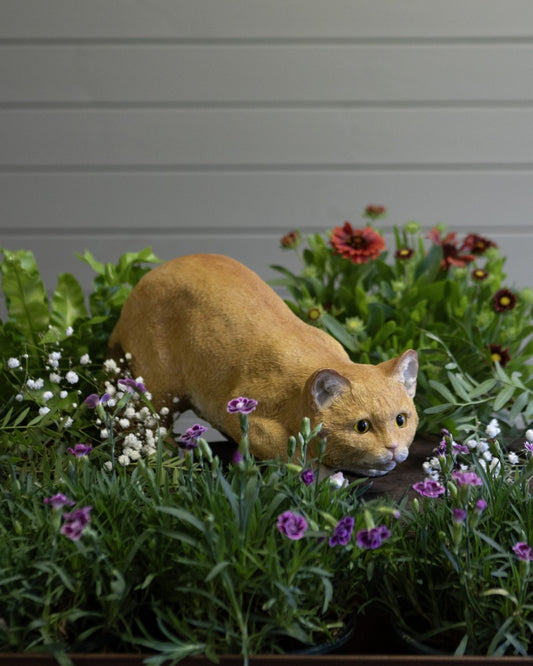 Ginger cat garden ornament