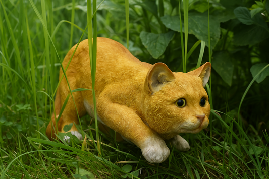 Ginger cat garden ornament