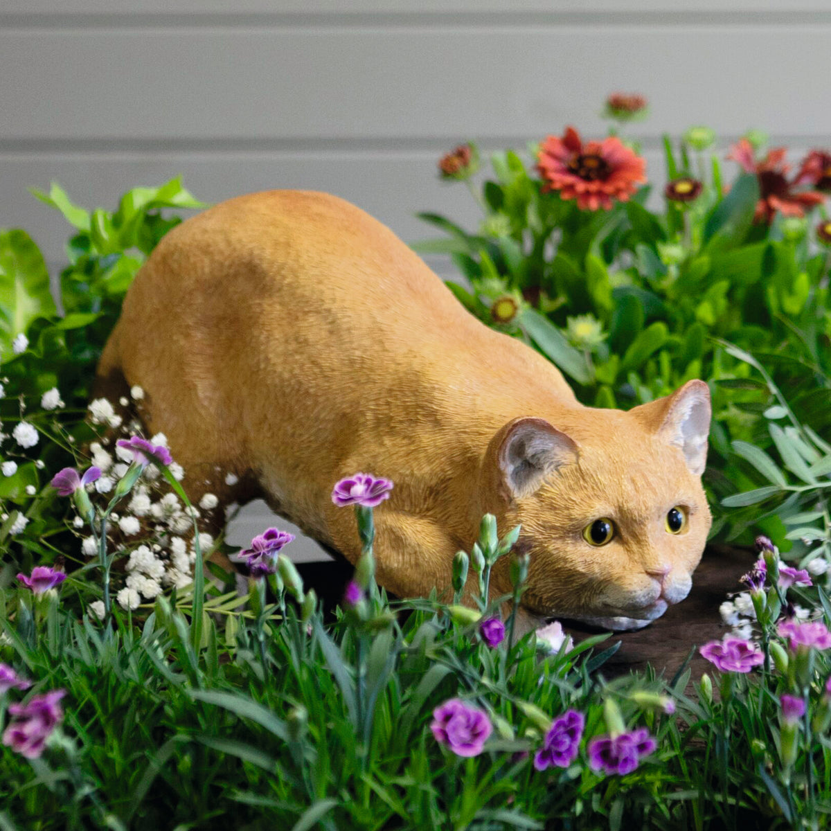 Ginger cat garden ornament