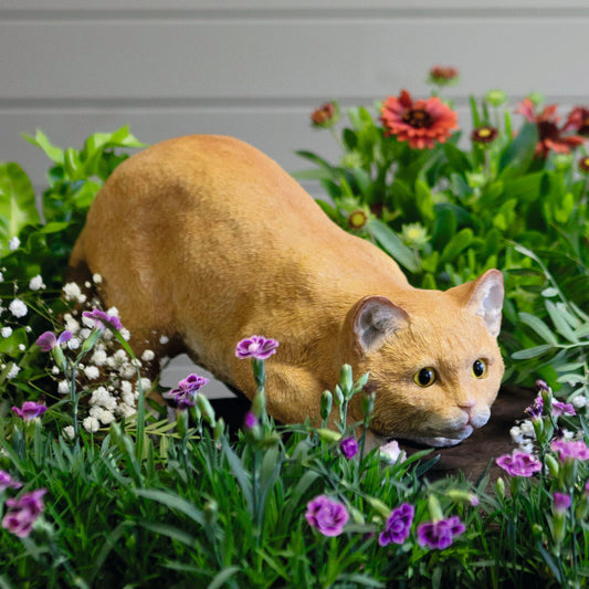 Ginger cat garden ornament