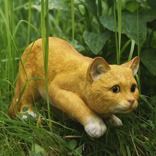 Ginger cat garden ornament