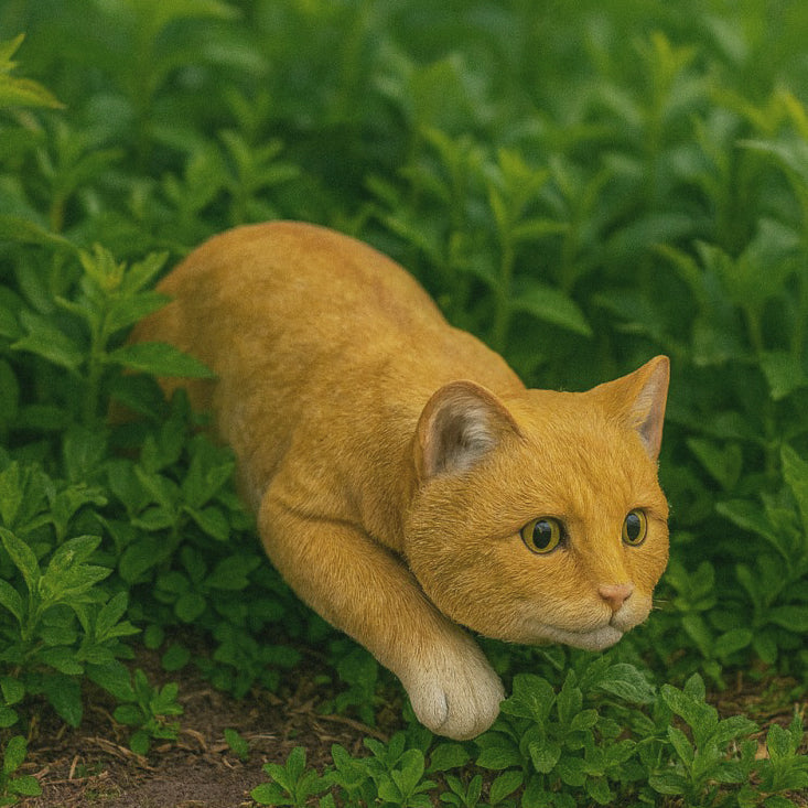 Ginger cat garden ornament