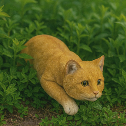 Ginger cat garden ornament