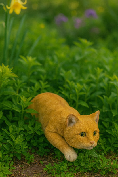 Ginger cat garden ornament
