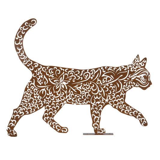Prowling cat fence decoration