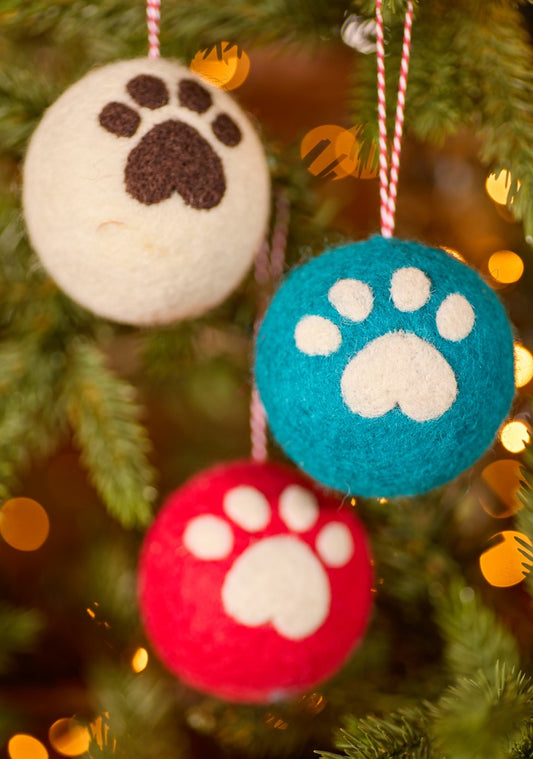 Felt paw print bauble