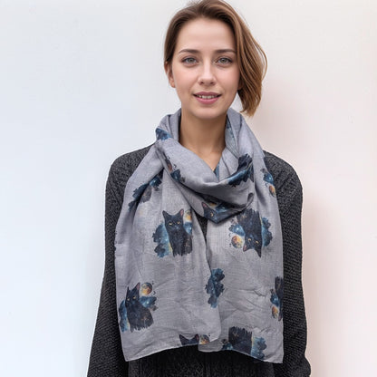 Black cat and moon scarf
