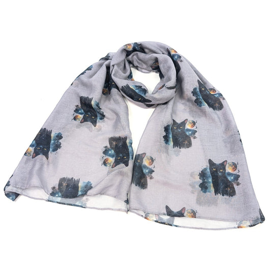 Black cat and moon scarf