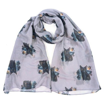 Black cat and moon scarf