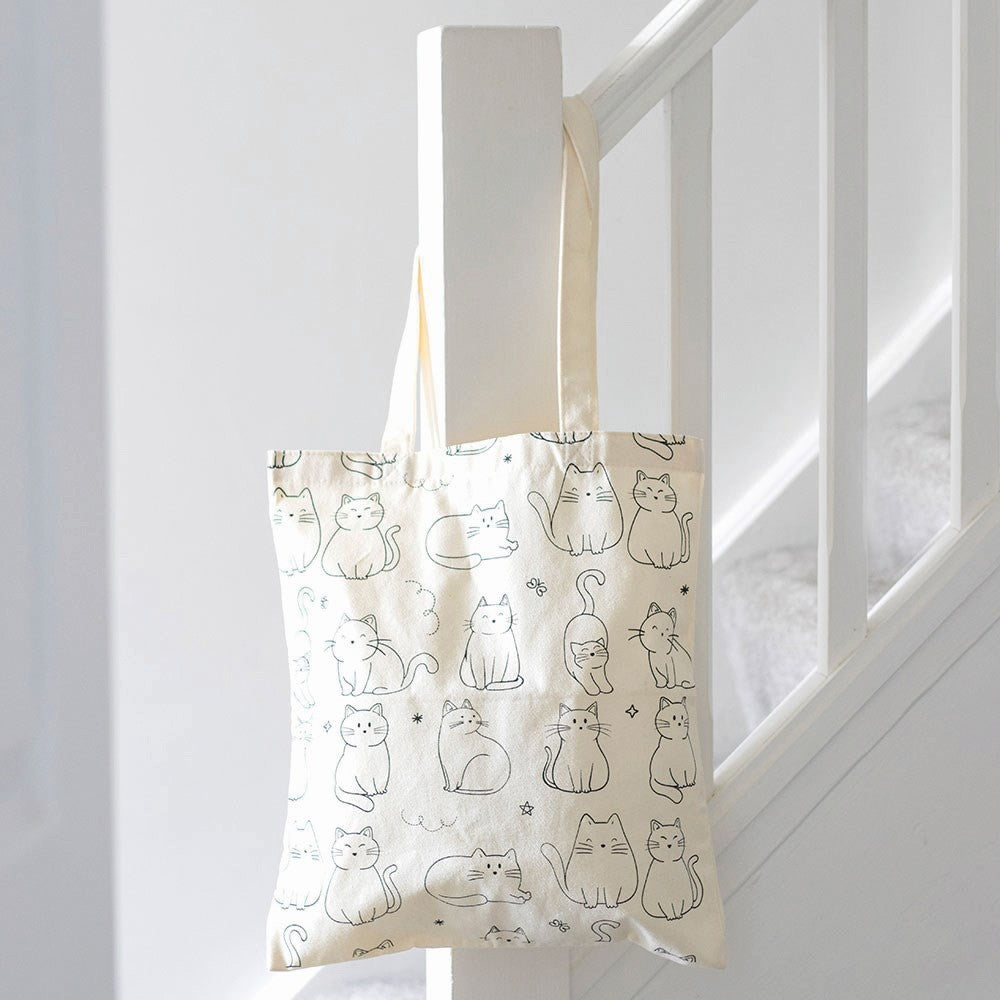 Happy cats print tote bag