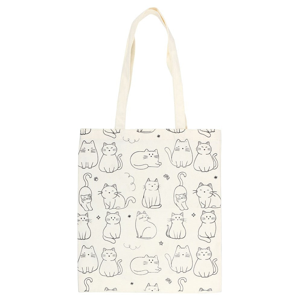 Happy cats print tote bag