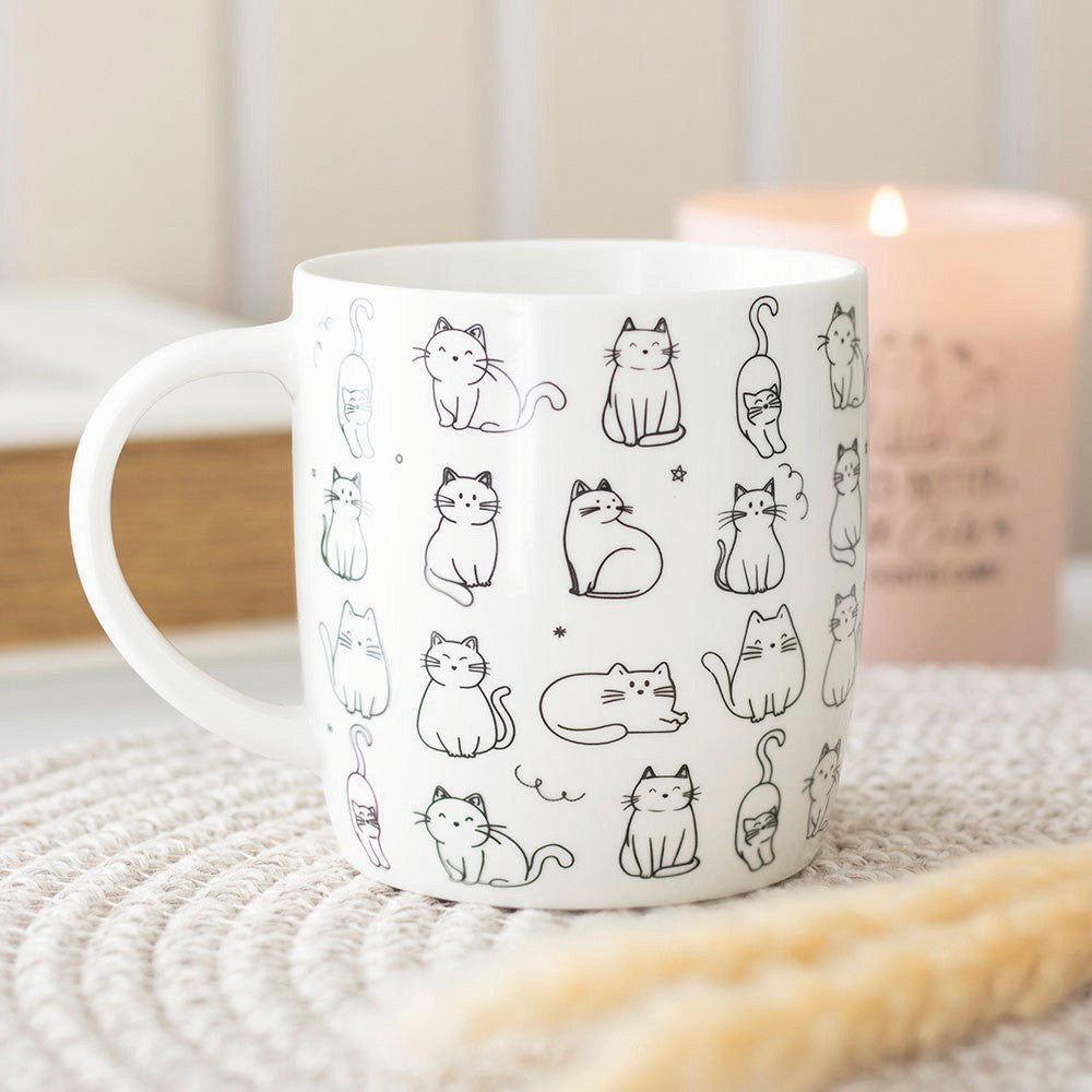 Happy cats print mug