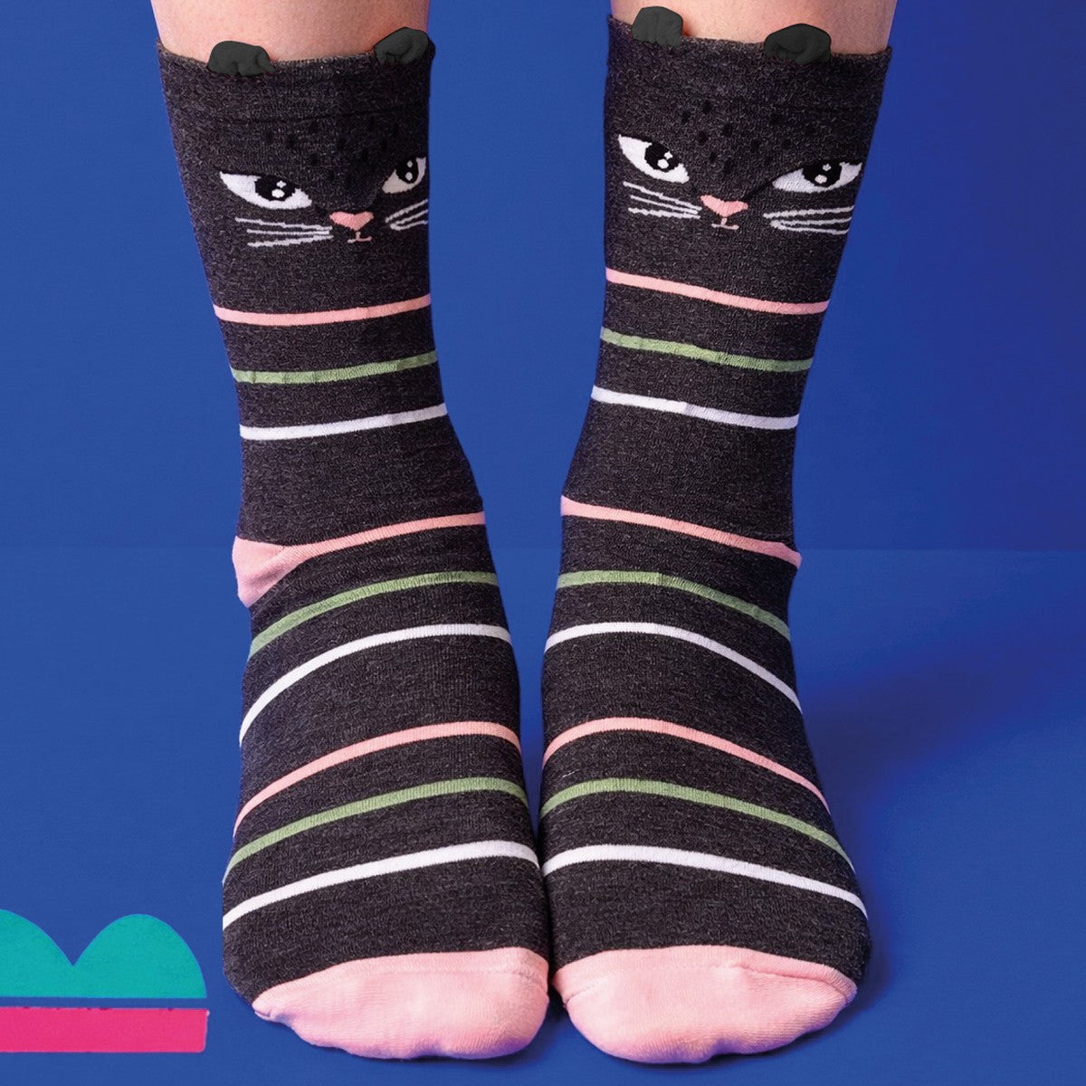 Feline black stripey socks