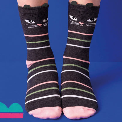 Feline black stripey socks