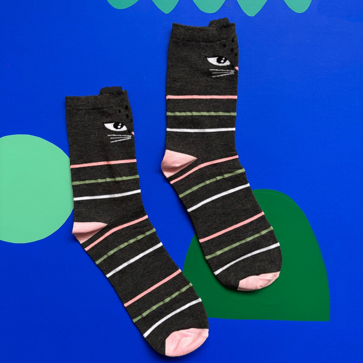 Feline black stripey socks
