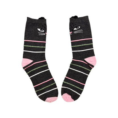 Feline black stripey socks