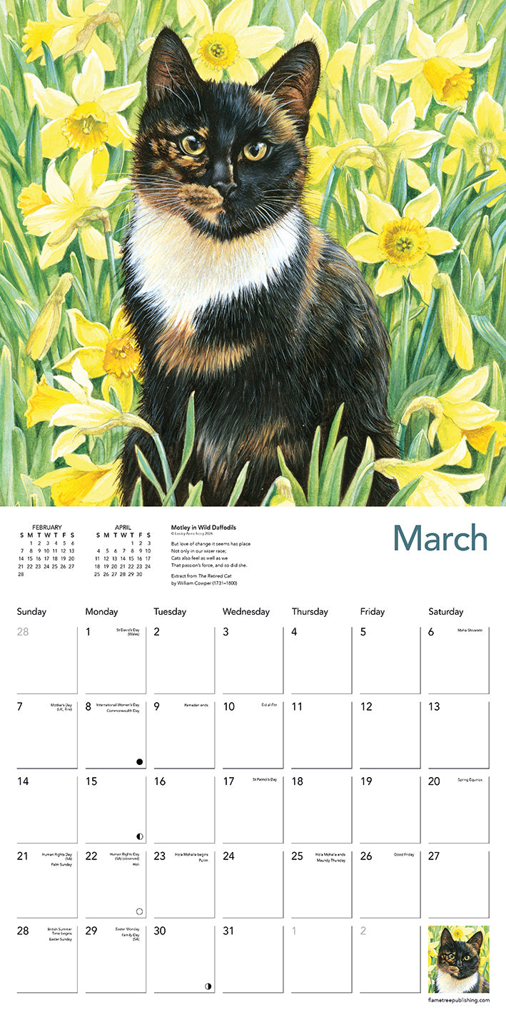 Ivory cats wall calendar 2027