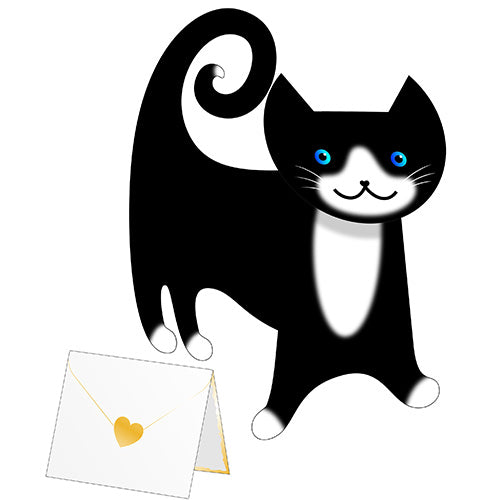 3D card - black and white cat