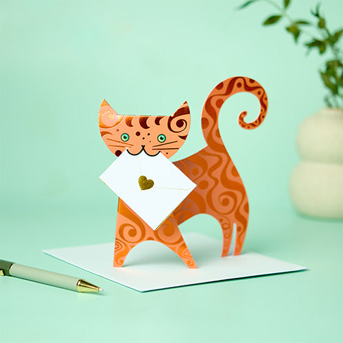 3D card - ginger cat