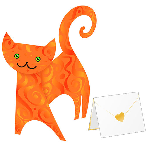 3D card - ginger cat